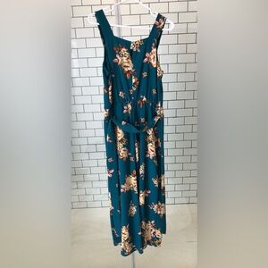 Xhiliration Teal Women’s Size Small Pants Suite Turquoise Floral Romper